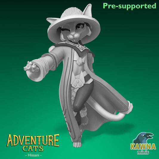 Hissani Wizard Cat - Female | Kawna | Adventure Cats | UNPAINTED Miniature in Resin