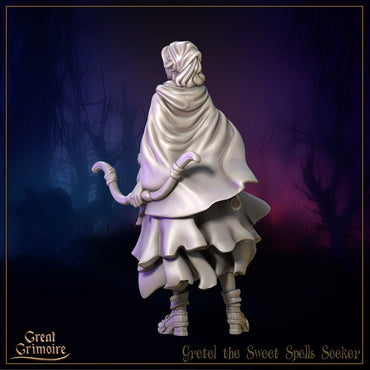 Gretel, the Sweet Spells Seeker | Great Grimoire | UNPAINTED Miniature in Resin