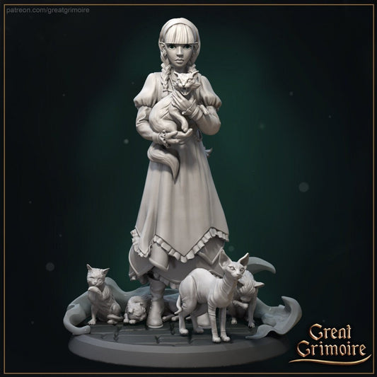 Cat Summoner | Great Grimoire | UNPAINTED Miniature in Resin