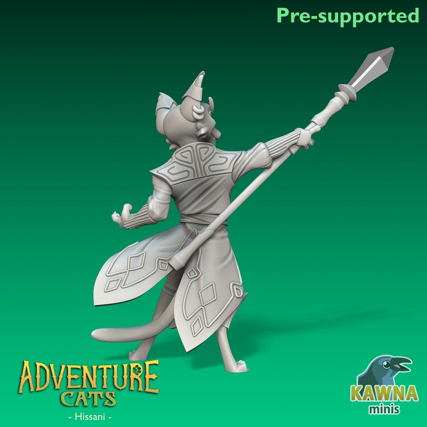 Hissani Sorcerer Cat - Male | Kawna | Adventure Cats | UNPAINTED Miniature in Resin