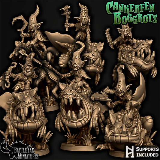 Murkmire Frogriders Pack (6 versions) | Battle Yak Miniatures are One Page Rules Compatible | UNPAINTED Miniature in Resin