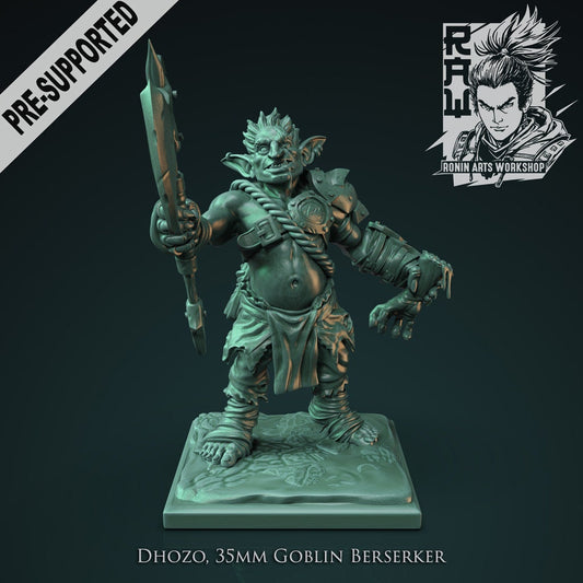 Dhozo, Goblin Berserker | Ronin Arts Workshop | UNPAINTED Miniature in Resin