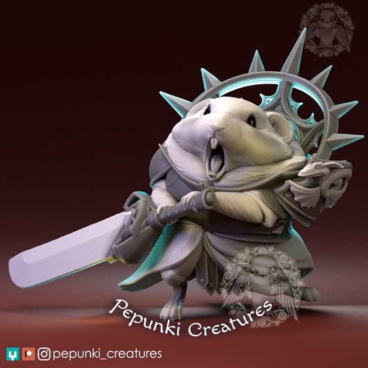 Pika Cleric Warrior | Pepunki Creatures | UNPAINTED Miniature in Resin