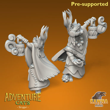 Strygur Druid Cat - Female | Kawna | Adventure Cats | UNPAINTED Miniature in Resin