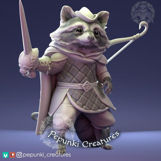 Raccoon Ranger | Pepunki Creatures | UNPAINTED Miniature in Resin