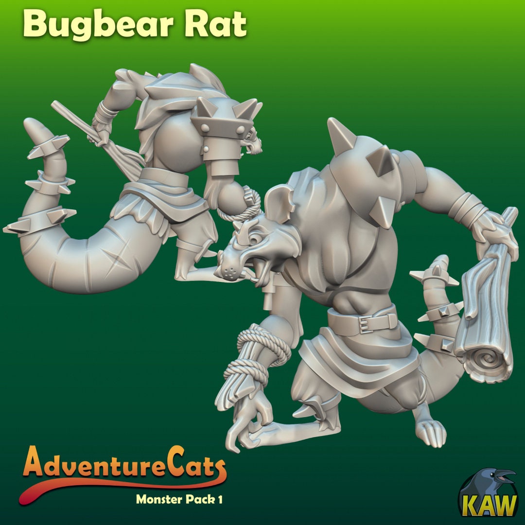 Adventure Cat - Bugbear Rat | Kawna | Adventure Cats | UNPAINTED Miniature in Resin