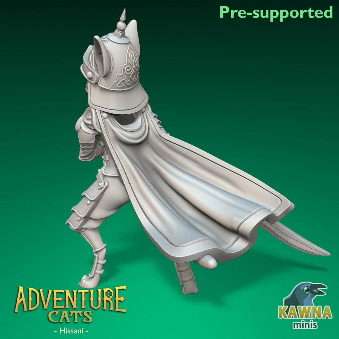 Hissani - Paladin - Female Cat | Kawna | Adventure Cats | UNPAINTED Miniature in Resin