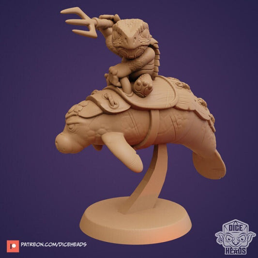 Dice Heads - Zoontalis - Tortoise with Trident Riding Manatee