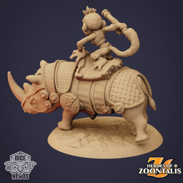 Dice Heads - Zoontalis - Armored Rhino with Monkey Rider