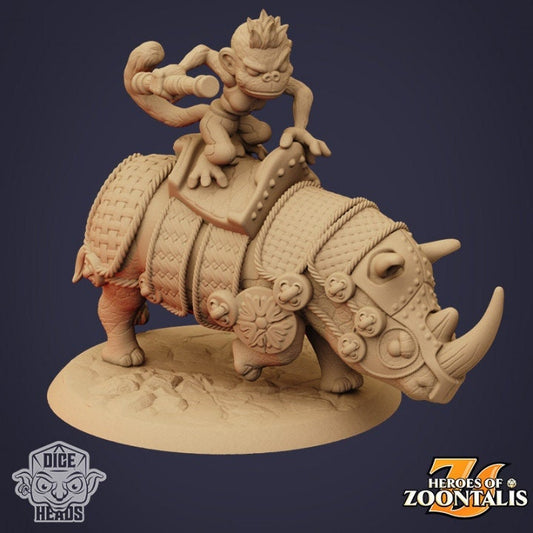 Dice Heads - Zoontalis - Armored Rhino with Monkey Rider