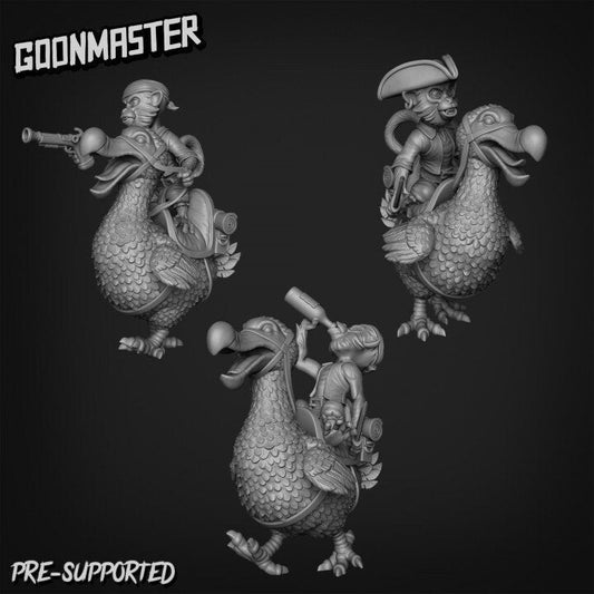 Monkey Pirates Riding Dodos (3 poses) - Goon Master