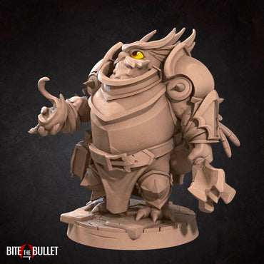 Owlfolk cleric (anthropomorphic owl) resin miniature by Bite the Bullet.