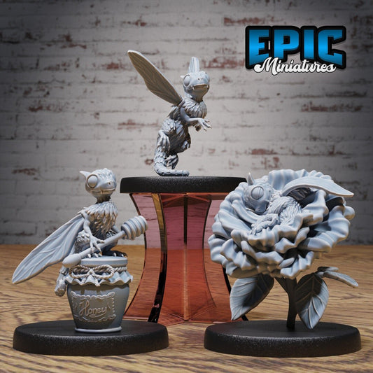 Three resin Bee-Dragon Wyrmling miniatures by Epic Miniatures.
