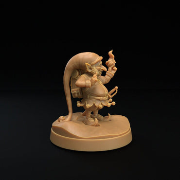 Christmas elf resin miniature by The Dragon Trapper's Lodge. Version #1: casting a spell.