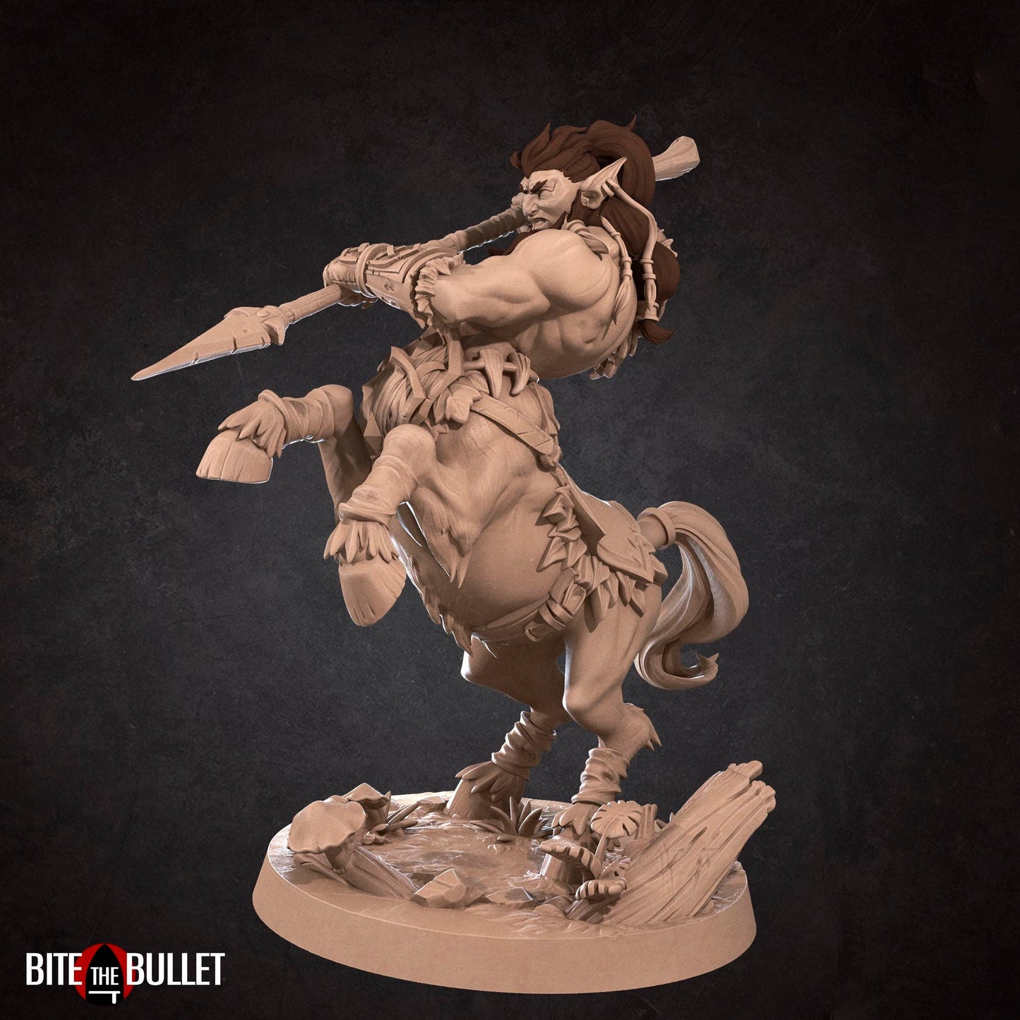 Centaur druid resin miniature by Bite the Bullet. Version #3: pike.