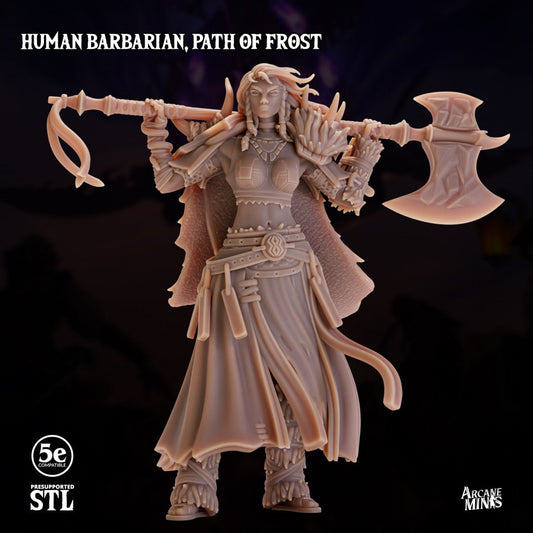 Human Barbarian, Female - Path of Frost | Arcane Minis