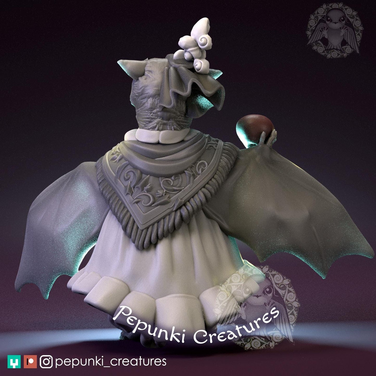 Fruit Bat Lady | Pepunki Creatures | UNPAINTED Miniature in Resin