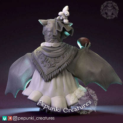 Fruit Bat Lady | Pepunki Creatures | UNPAINTED Miniature in Resin