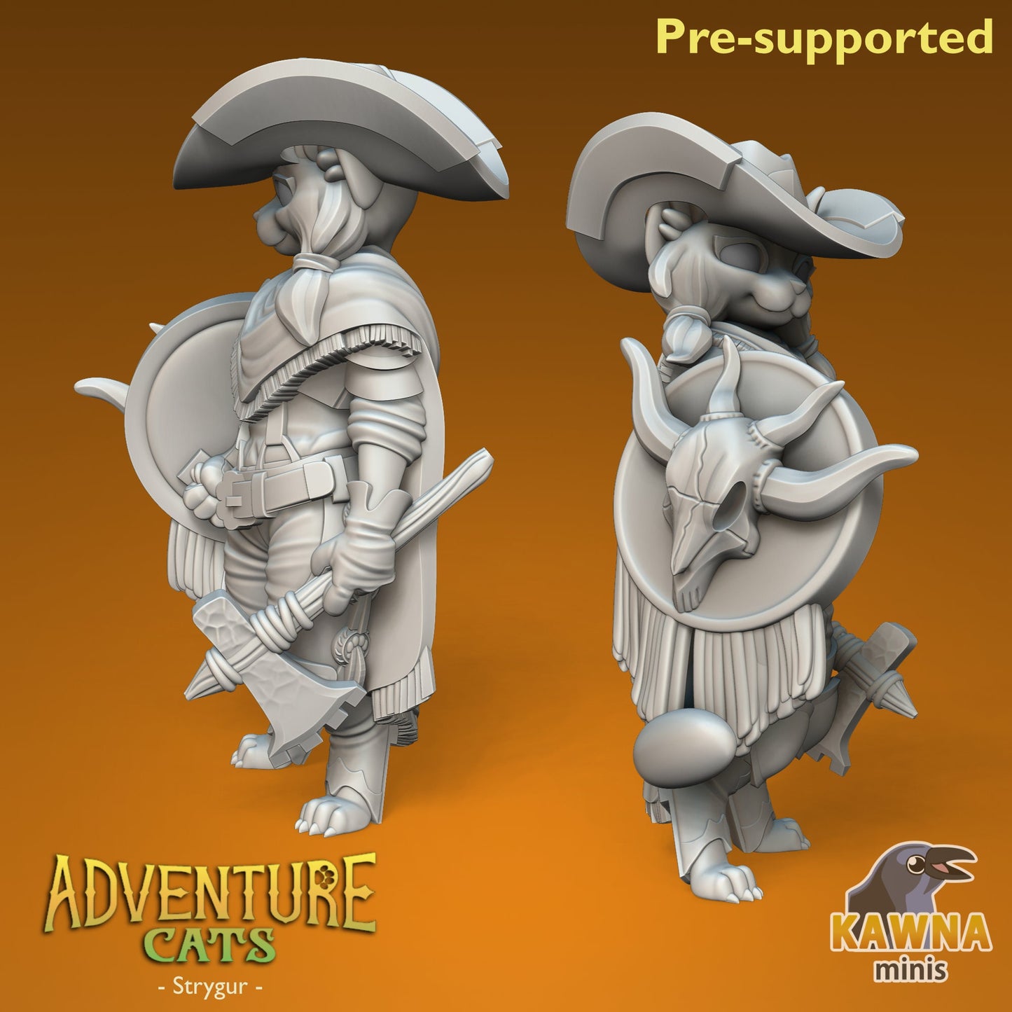 Strygur Paladin Cat - Female | Kawna | Adventure Cats | UNPAINTED Miniature in Resin