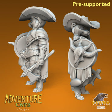 Strygur Paladin Cat - Female | Kawna | Adventure Cats | UNPAINTED Miniature in Resin