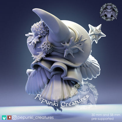 Owl Mage Lady | Pepunki Creatures | UNPAINTED Miniature in Resin