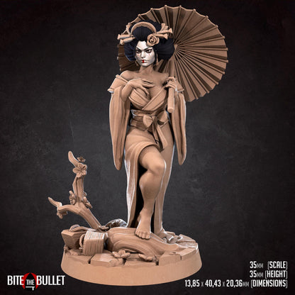 Higanbana, the Venomous Geisha (Human) | Bite the Bullet | UNPAINTED Miniature in Resin