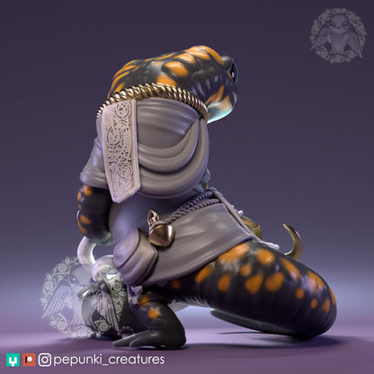 Salamander Celtic Druid | Pepunki Creatures | UNPAINTED Miniature in Resin