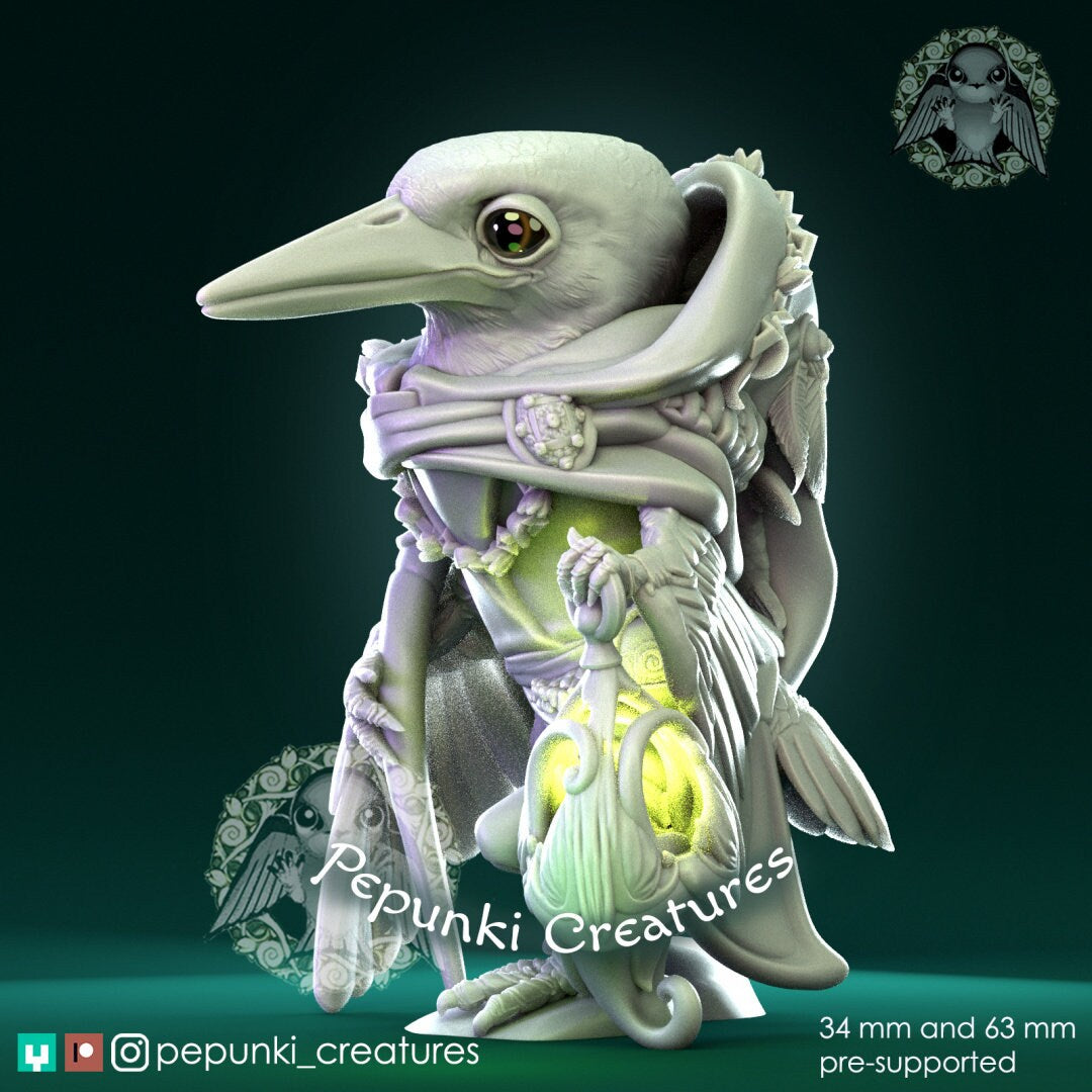 Kingfisher Bird Druid | Pepunki Creatures | UNPAINTED Miniature in Resin