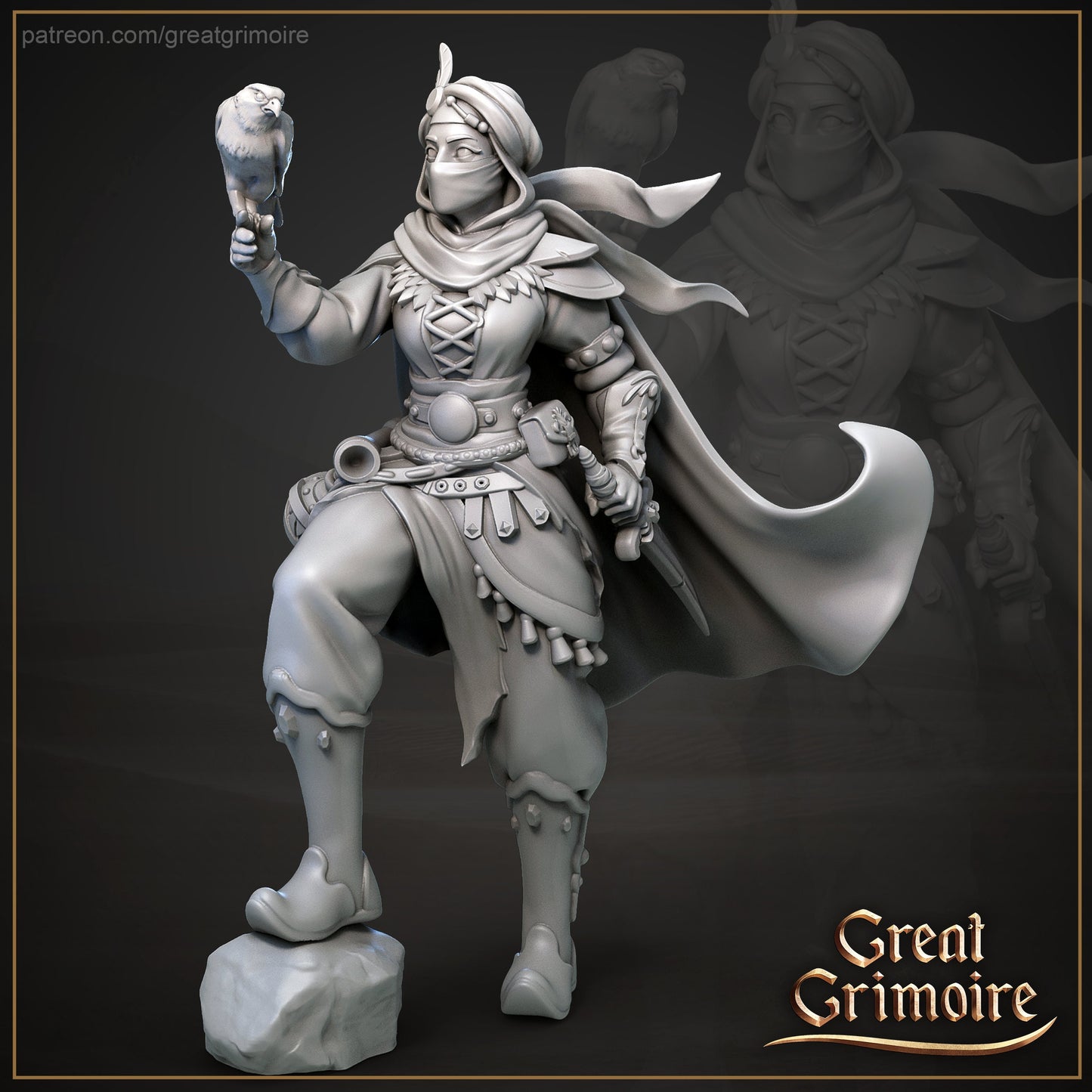 Desert Mercenary Band + Leader | Halls of the Secret Sand Library | Great Grimoire | UNPAINTED Miniature in Resin
