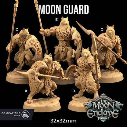 Moon Guard (5 versions) | The Moon Enclave | Dragon Trappers Lodge | UNPAINTED Miniature in Resin