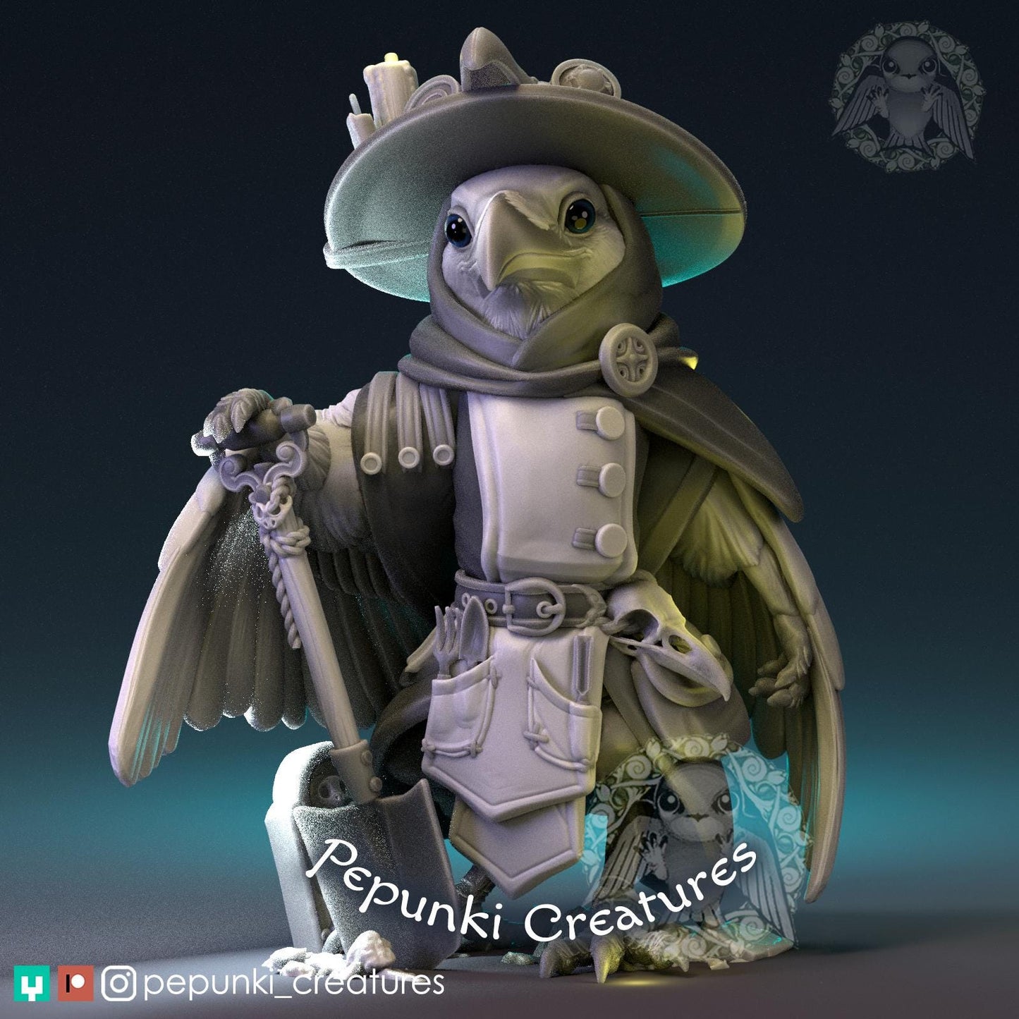 Raven Plague Doctor | Pepunki Creatures | UNPAINTED Miniature in Resin