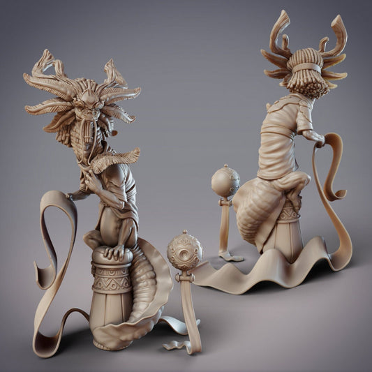 Bookish Axolotl Dragon | Mikikashiya, Desert Ryujin of Knowledge | CobraMode | UNPAINTED Miniature in Resin