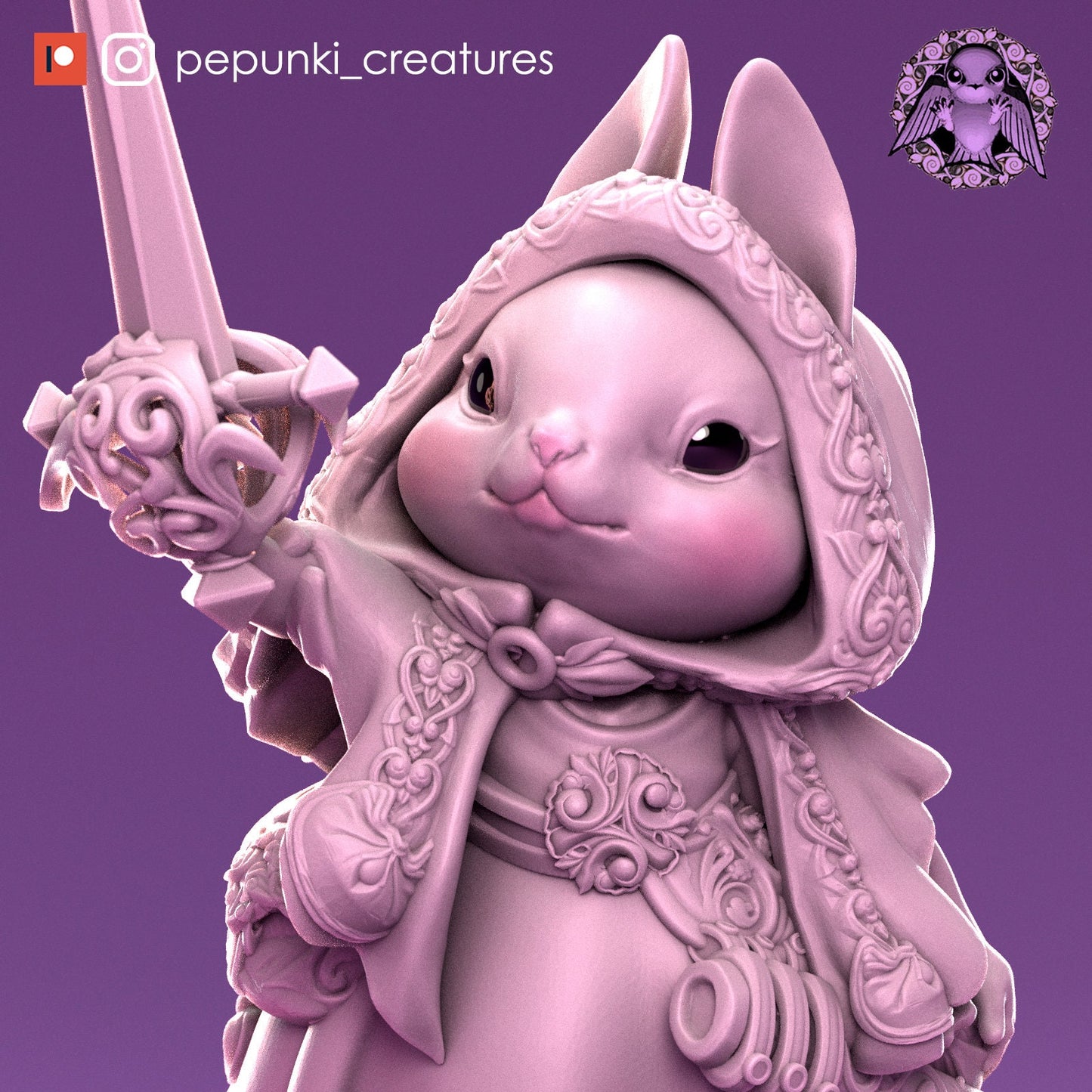 Godelieve Rogue Bunny | Pepunki Creatures | UNPAINTED Miniature in Resin