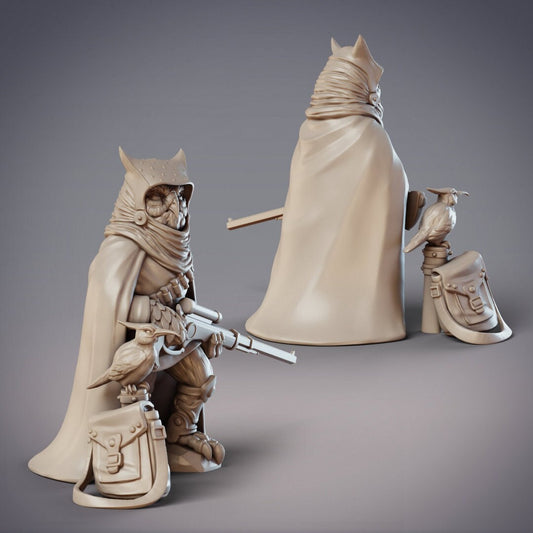 Owlfolk Bounty Hunter | Tamalut, Amaura Hunter | CobraMode | UNPAINTED Miniature in Resin