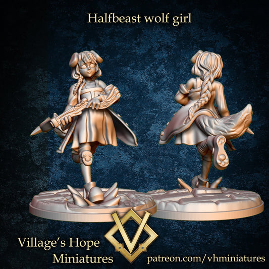 Halfbeast Wolf (Dog) Archer | Village's Hope Miniatures | UNPAINTED Miniature in Resin