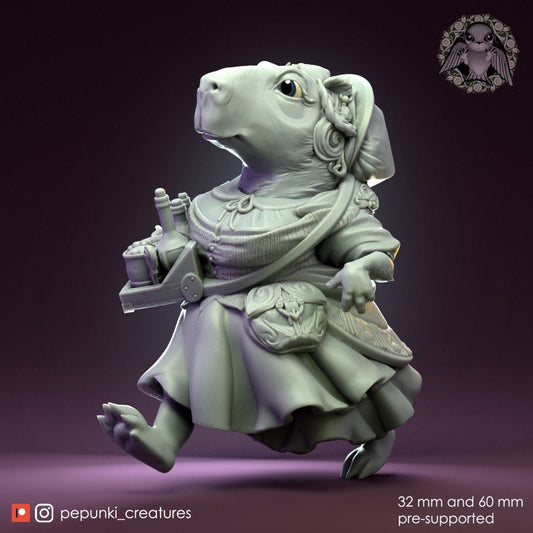 Capybara Tavern Mistress | Pepunki Creatures | UNPAINTED Miniature in Resin