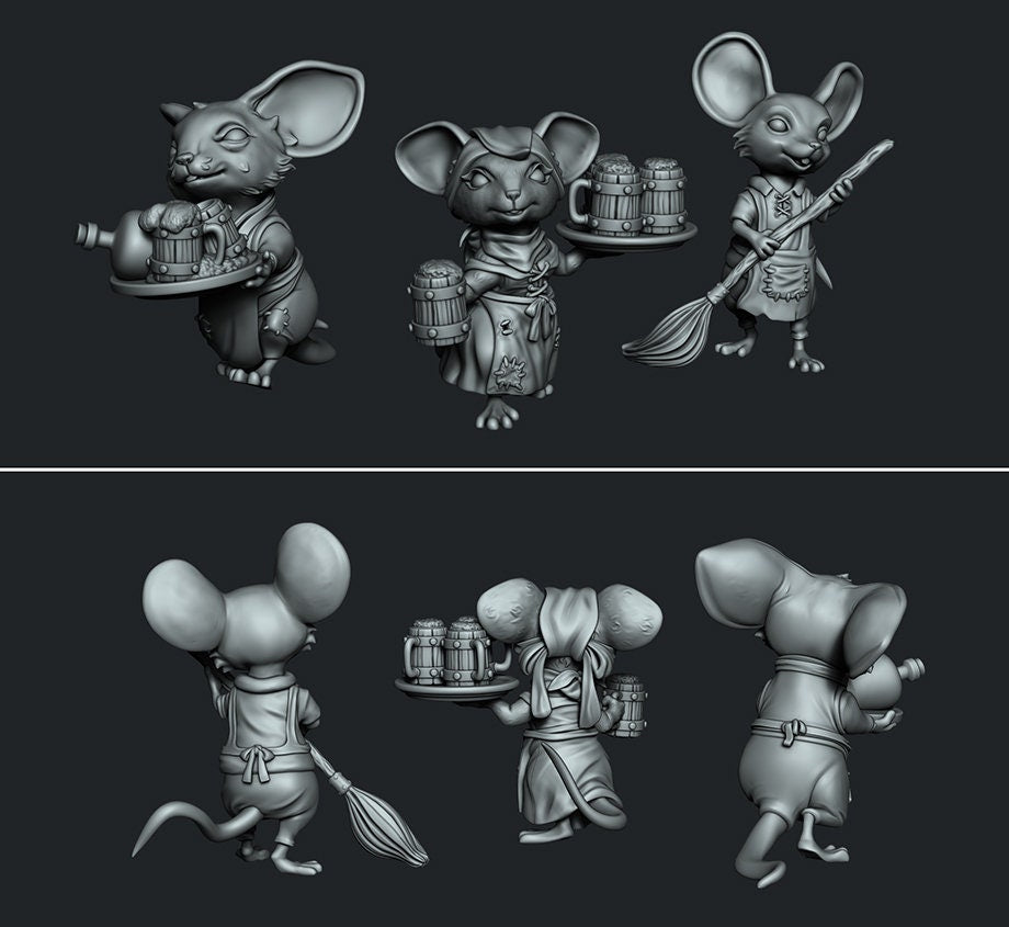 MoiMois Pack 1 - Mousefolk Workers | Ronin Arts Workshop | UNPAINTED Miniature in Resin