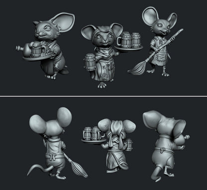 MoiMois Pack 1 - Mousefolk Workers | Ronin Arts Workshop | UNPAINTED Miniature in Resin