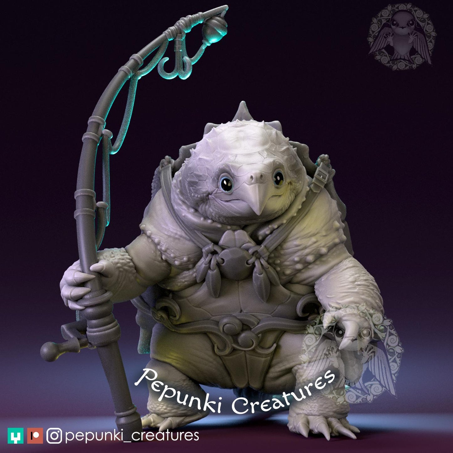 Snapping Turtle Fisherman | Pepunki Creatures | UNPAINTED Miniature in Resin