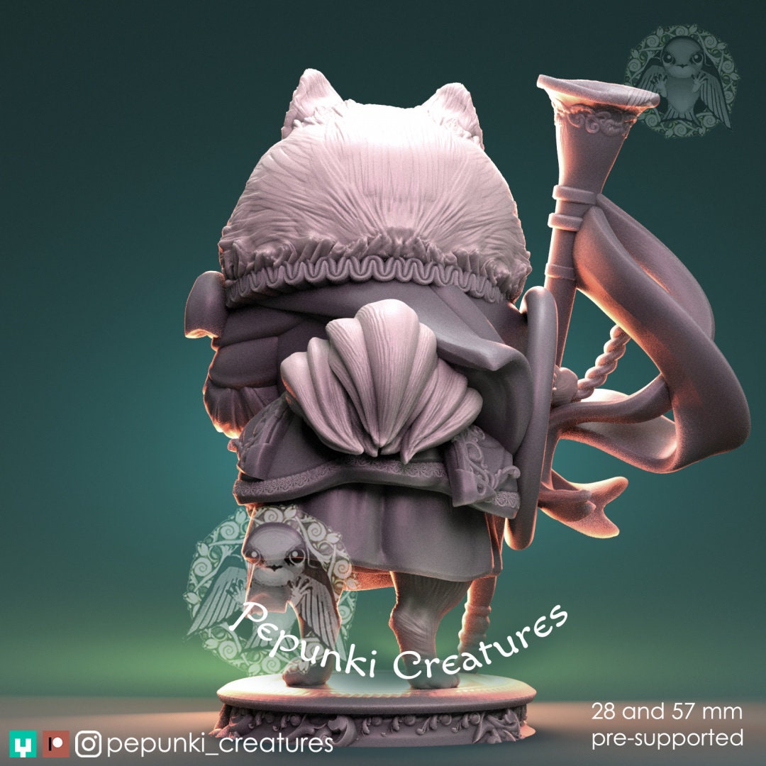 Pomeranian Spitz Dog Herald | Pepunki Creatures | UNPAINTED Miniature in Resin