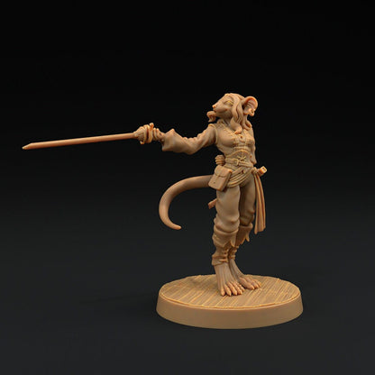 Millie, Ratfolk Fencer | Hunt for The Last Sea Angel | Dragon Trappers Lodge | UNPAINTED Miniature in Resin