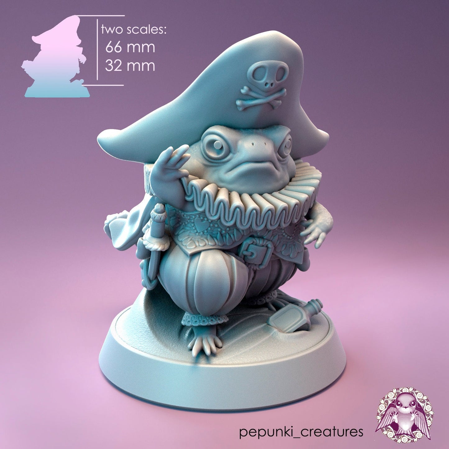 Captain Billy Quacks | Rain Frog | Pepunki Creatures | UNPAINTED Miniature in Resin