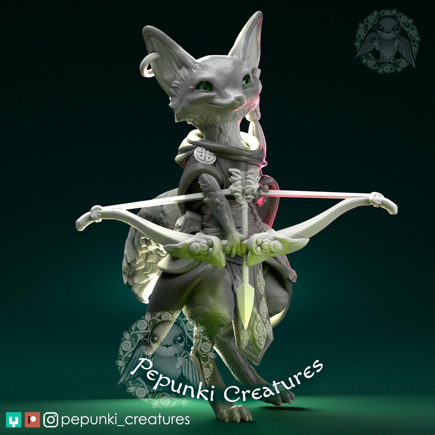 Fox Archer | Pepunki Creatures | UNPAINTED Miniature in Resin