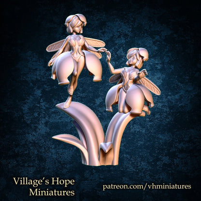 Lily of the Valley Twin Fairy | Village's Hope Miniatures | UNPAINTED Miniature in Resin