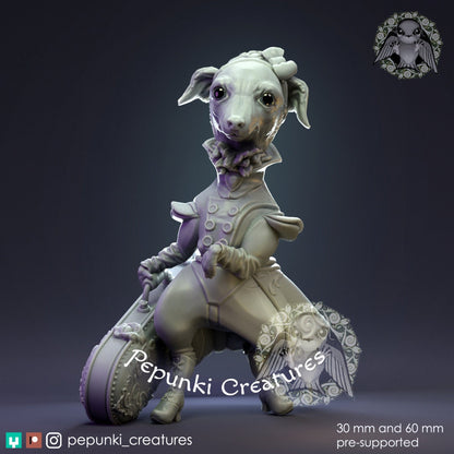 Italian Greyhound Lady | Pepunki Creatures | UNPAINTED Miniature in Resin