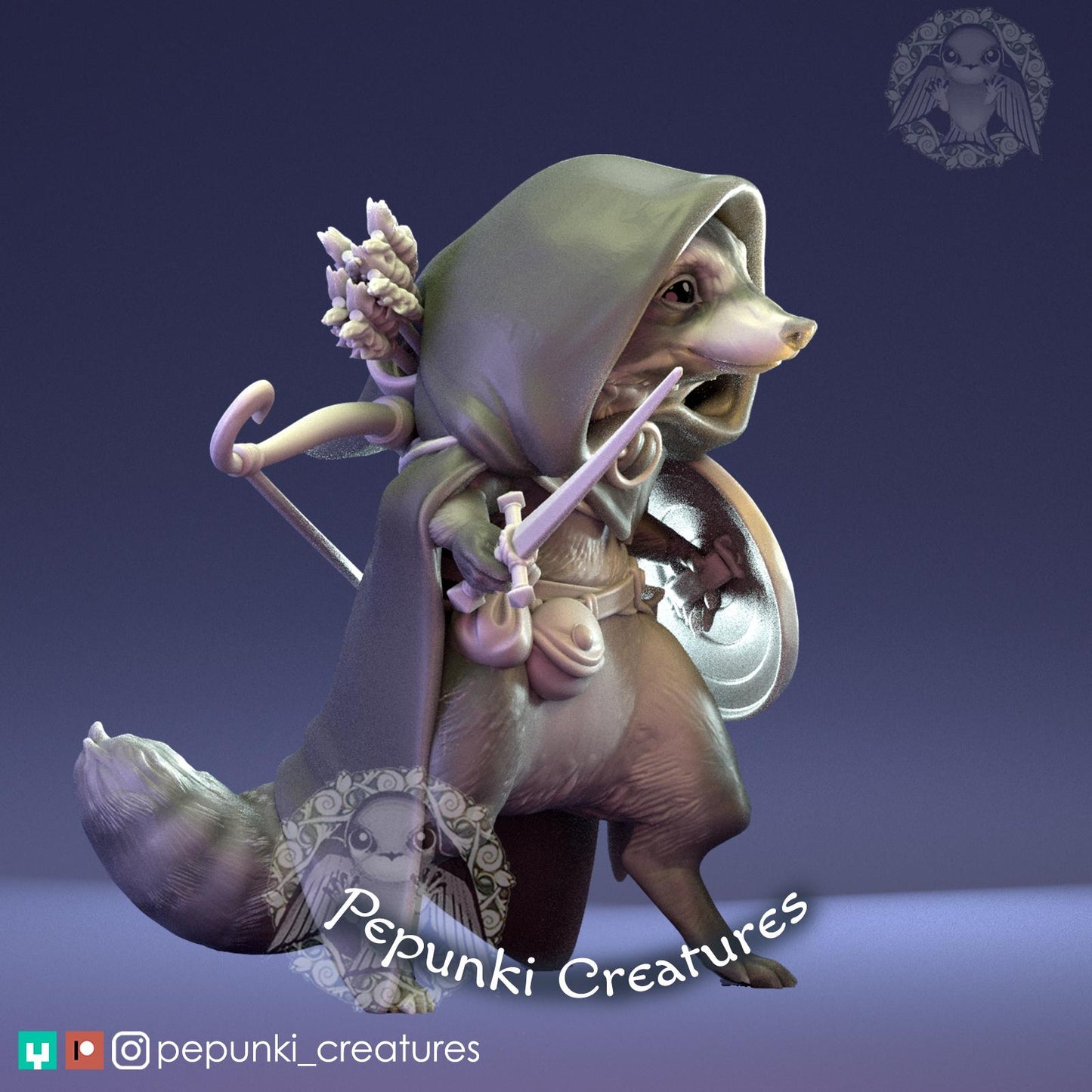 Raccoon Rogue | Pepunki Creatures | UNPAINTED Miniature in Resin