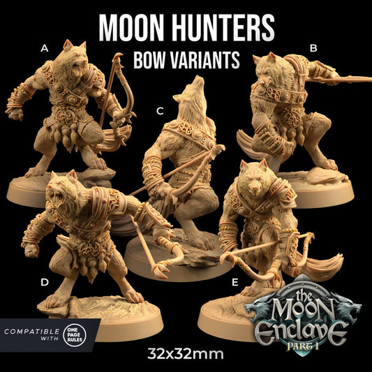 Moon Hunters (5 versions + weapon variants) | The Moon Enclave | Dragon Trappers Lodge | UNPAINTED Miniature in Resin