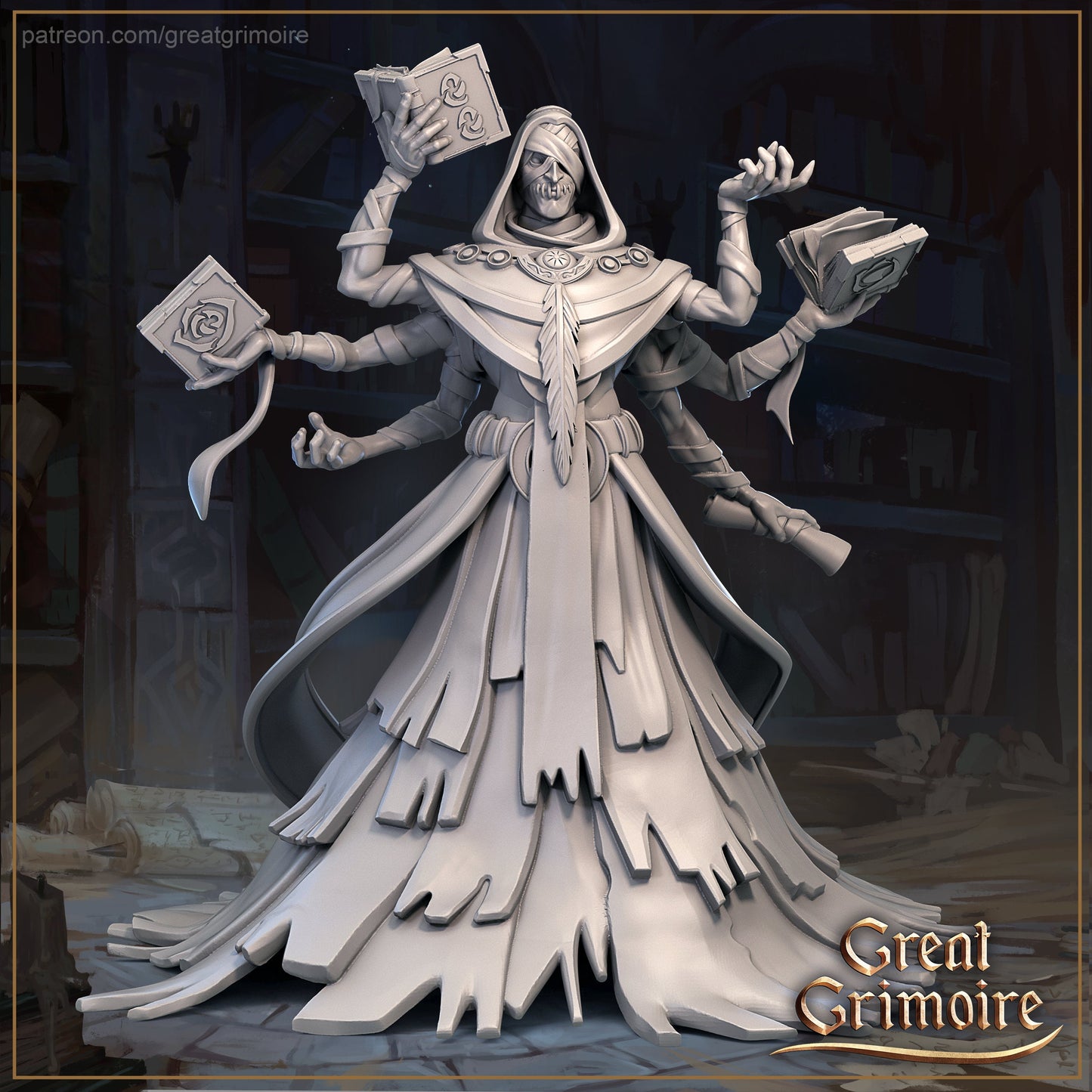 Keepers of the Secret Sand Library (3 versions) | Great Grimoire | UNPAINTED Miniature in Resin