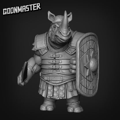 Raging Rhinos (5 poses) Lorica Segmentata - Goon Master | UNPAINTED Miniature in Resin