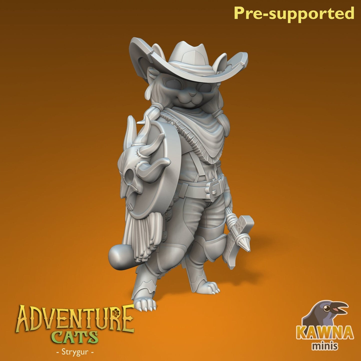 Strygur Paladin Cat - Female | Kawna | Adventure Cats | UNPAINTED Miniature in Resin